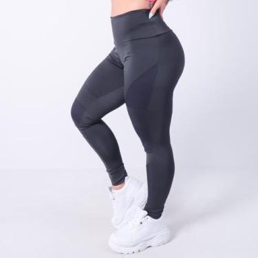 Imagem de Calça Legging Fitness Academia Com Recortes de Tela  Fitmoda, G, Preto