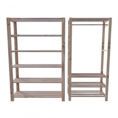 Imagem de Arara Nova Reforçada E Estante Exclusiva Decorativa Conjunto Design Cl