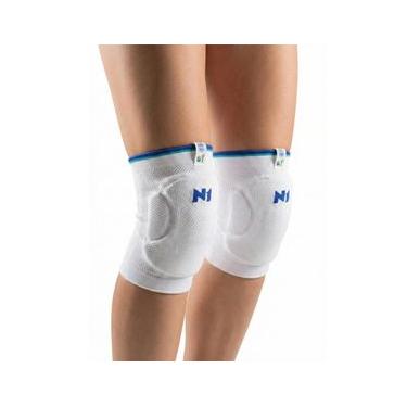 Imagem de Joelheira Branca e Azul Tamanho M Spry N1 Sport EVA 15mm Knit 3D Licenciada Cruzeiro