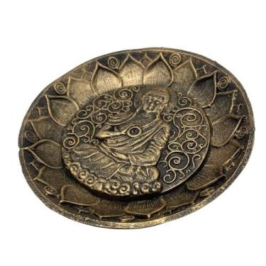 Imagem de Incensário Prato Buda de Resina 12cm - no-brand, Old Gold