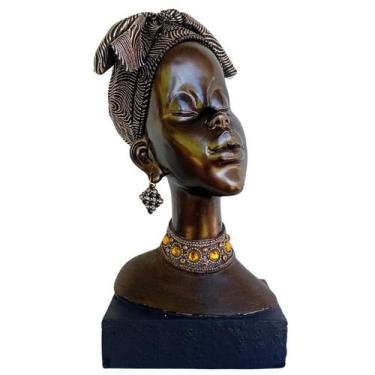 Imagem de Escultura Decorativa Busto Africana Resina 34x17cm Saldão - Mabruk