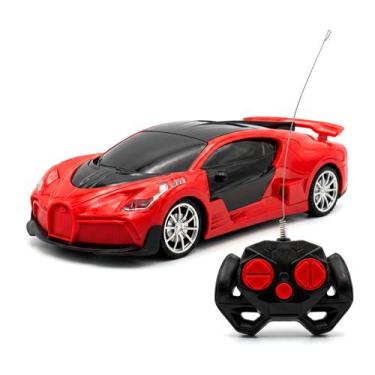 Imagem de Bugatti De Controle Remoto Vermelha Com Luzes Carro Esportivo De Brinq