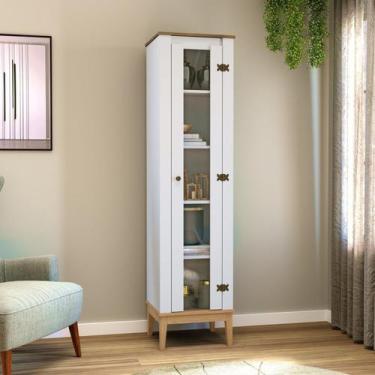Imagem de Cristaleira - Colonial 450cm x 1800cm x 405cm 1 Porta Branco/Mel - Mov