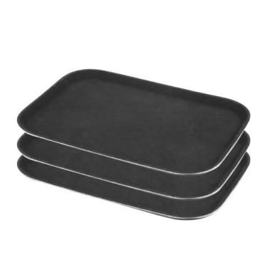 Imagem de Bandeja de Garçom Antiderrapante Retangular Profissional 65x45 cm Kit 