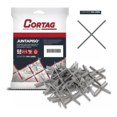 Imagem de Espaçador Nivelador de Piso Juntapiso 4mm 100 Peças Cortag, Cinza, 4.0