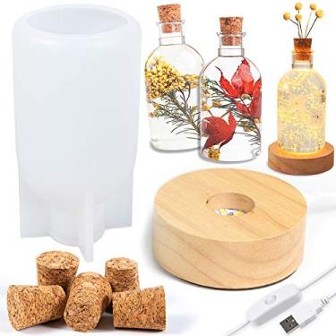 Imagem de Moldes de silicone para fundição de resina epóxi com luz noturna com lâmpada USB e conjunto de 5 rolhas