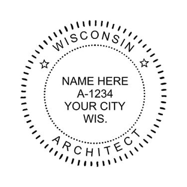 Imagem de Carimbo de autotinta, carimbo de arquiteto, carimbo de borracha, carimbo personalizado, carimbo de arquiteto para estado de Wisconsin