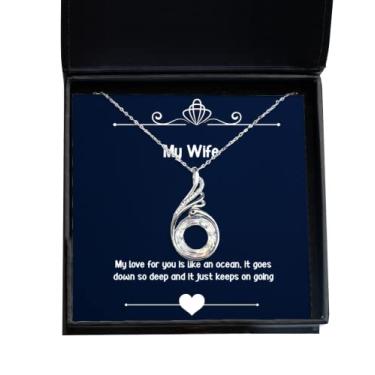 Imagem de SpreadPassion Colar reutilizável Wife Rising Phoenix Colar, My Love for You is Like an Ocean, It Goes, Presentes para esposa, presente de marido, joias para esposa