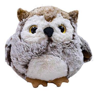 Imagem de Coruja Peluda com Olhos Dourados, Foffylandia, Marrom, 20 cm