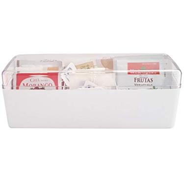 Imagem de Suporte Porta Sachês Com Tampa Chá Açúcar Sal Molhos Bistrô Branco