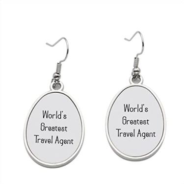 Imagem de Brinco World's Greatest Travel Agent – Brincos pendentes para meninas – Presente de festa de aniversário dos namorados, Metal, Sem pedras preciosas