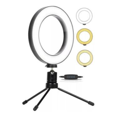 Imagem de Ring Light De Mesa Iluminador Led Mini Tripé Anel 16Cm Usb