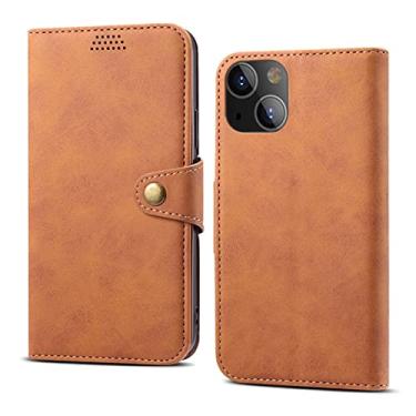 Imagem de GSYH Capa carteira para iPhone 13 Mini/13/13 Pro/13 Pro Max, Capa fólio de couro legítimo à prova de choque com slots para cartão Kickstand TPU Shell fecho magnético Folio Capa, Marrom, 13 Mini 5,4 polegadas