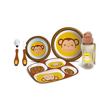 Imagem de Kit Alimentação Infantil Pratos, Talheres e Garrafa - Macaquinho