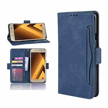 Imagem de MojieRy Estojo Fólio de Capa de Telefone for SAMSUNG GALAXY S6, Couro PU Premium Capa Slim Fit for GALAXY S6, 1 slot de moldura de foto, 4 slots de cartão, acessível e portátil, Azul