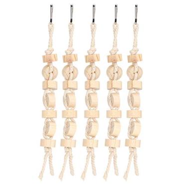 Imagem de 5 peças brinquedo de mastigar pássaro papagaio de madeira blocos de papagaio nós brinquedo rasgar gaiola de papagaio brinquedos de mordida para pássaros pequenos e médios