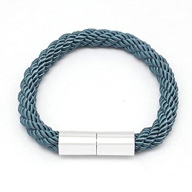 Imagem de Cortina magnética retrô estilo nórdico para cortinas de sala de estar quarto de casa, azul, 4 peças