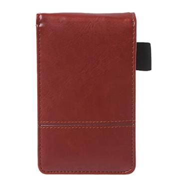 Imagem de A7 Notebook Capa de Couro Bloco de Notas Memorando Diário com Calculadora Material de Escritório de Trabalho Comercial, Marrom Vermelho, 2 peças