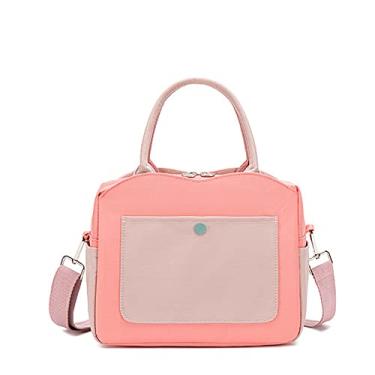 Imagem de Bestgift Bolsa isolante Lancheira de alumínio engrossado com uma alça de ombro transversal com alça de ombro transversal tamanho pequeno, Coral, 26*21*15cm