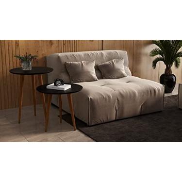 Imagem de kit 2 mesas sala retrô pés palito, lateral e apoio georgia - preto - Comprar Moveis Em Casa