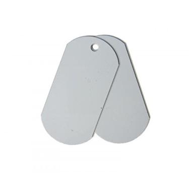 Imagem de 10 peças de etiqueta de cachorro em branco em forma de arco de aço inoxidável militar sublimação corante gravação térmica 3x5 cm