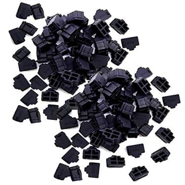 Imagem de Capa de silicone 110 peças porta hub Ethernet RJ45 antipoeira tampões protetor de tampa para porta fêmea preta para TV, computador, outros dispositivos.