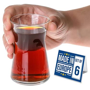 Imagem de Volarium Copos de chá turcos: Conjunto de chá tradicional de 6 com design moderno, canecas de chá e canecas de café copos transparentes, 14,5 cm