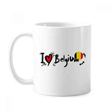 Imagem de I Love Belgium Word Flag Love Heart Illustration Mug Cerâmica Coffee Porcelain Cup Tableware