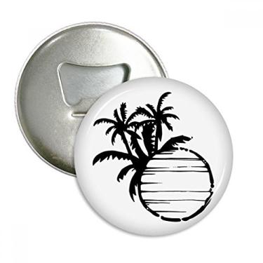 Imagem de Abridor de garrafas com contorno de coqueiro de praia preta com ímã de geladeira emblema multifuncional