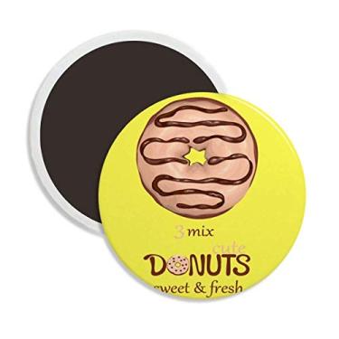 Imagem de Chocolate Donut Sobremesa Comida Doce Cerâmica Redonda Ímã de Geladeira Decoração Lembrança