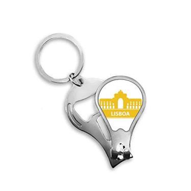 Imagem de Lisboa Portugal Yellow Landmark cortador de unhas abridor chaveiro tesoura