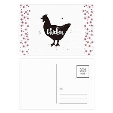 Imagem de Cartão postal de galinha preto e branco animal Natal flor de Natal celebração cartão postal de bênção