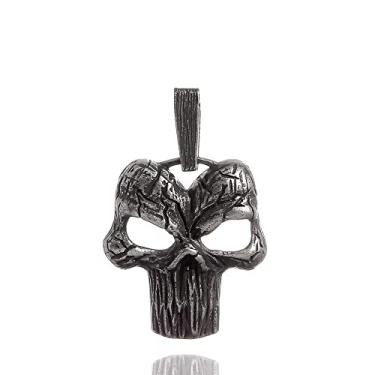 Imagem de Colar Justiceiro de aço inoxidável, pingente de chaveiro de crânio gótico, acessórios de puxador de zíper para roupas, Aço inoxidável, aço inoxidável