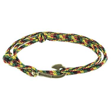 Imagem de West Coast Paracord Pulseiras masculinas ajustáveis com âncora náutica e anzol - Disponível em uma variedade de acabamentos e cores - Feito de corda de nylon, One Size, Prata, nylon
