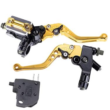 Imagem de TOTMOX Alavanca universal de embreagem do cilindro mestre do freio do guidão 22 mm para motocicleta de 22 mm, acessórios de montagem da bomba de freio de mão de embreagem de buzina ajustável de 6 velocidades