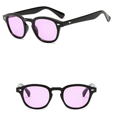 Imagem de Óculos de Sol Redondos Estilo Óculos de Sol com Lentes Coloridas Claras Show de Festa Óculos de Sol, Preto Roxo, Tamanho único