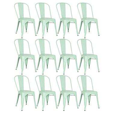 Imagem de Loft7, Kit 12x Cadeiras Iron Tolix Design Industrial em Aço Carbono, Sala de Jantar, Cozinha, Bar, Restaurante e Varanda Gourmet - Verde Claro