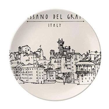 Imagem de Prato de paisagem com desenho de país de Roma da Itália, Prato de jantar decorativo de porcelana Salver