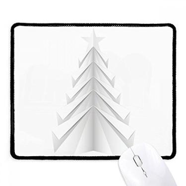 Imagem de Mouse pad branco abstrato de árvore de Natal origami borda costurada tapete de borracha para jogos