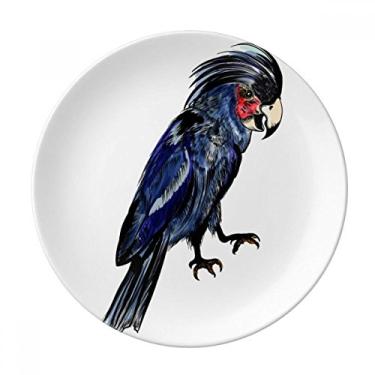 Imagem de Prato de pássaro de papagaio azul profundo decorativo de porcelana salver louças de jantar