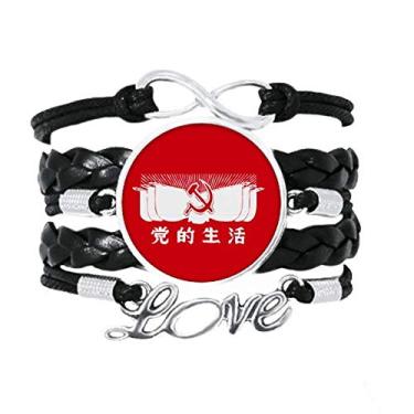 Imagem de OFFbb-USA Pulseira educativa vermelha para propaganda Life China Love Accessory Twisted Leather Knitting Rope Wristband Gift