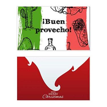 Imagem de Esboço do México Bandeira de Culinária Redonda Cactus Feriado Feliz Natal Cartão de Parabéns Mensagem de Letras de Natal