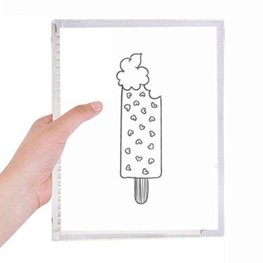 Imagem de Caderno de sorvete em formato de coração preto com desenho de folhas soltas e diário recarregável