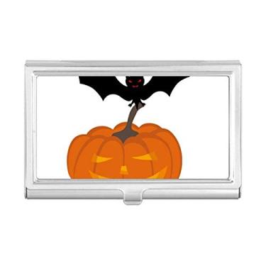 Imagem de Carteira de bolso para cartão de visita Hallowmas Halloween com abóbora morcego