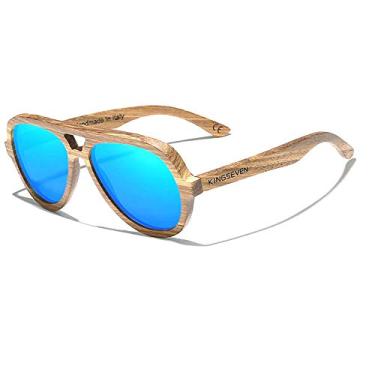 Imagem de Óculos de Sol Artesanal Madeira Natural Kingseven com Lentes Polarizada Proteção uv400 G5965 Gradiente (C3)