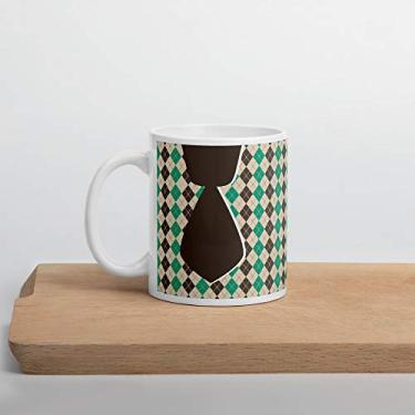 Imagem de Canequeiro Store Dia dos Pais Xadrez Caneca de Porcelana Personalizada, Preto/Verde/Bege, 10 x 10 x 10 cm