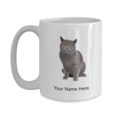 Imagem de Caneca de café personalizada de pelo curto e britânico, para amantes de gatos azuis-britânicos, ideias para meninos e meninas - Caneca de café de 425 g
