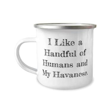 Imagem de Fun Havanese Dog s, I Like a Handful of Humans and My Havanese, Caneca de aniversário de 355 ml para cachorro Havanês