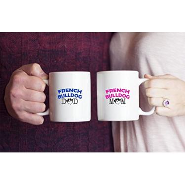 Imagem de Caneca divertida para casal buldogue francês – pai buldogue francês – mãe buldogue francês – presente para amantes de buldogue francês – ideia exclusiva de presentes de cerâmica (pai e mãe)