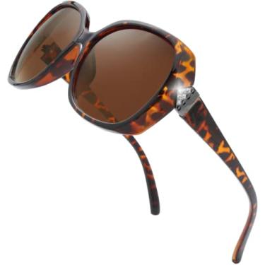 Imagem de The Fresh Óculos de sol femininos grandes quadrados Jackie O Cat Eye Hybrid Butterfly Fashion - Embalagem requintada, Estampa de leopardo 7327pol02, Large